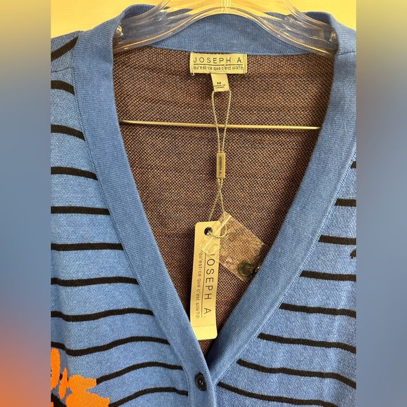 JOSEPH A Cardigan Floral Striped Button front Sweater Size Medium NWT - Picture 7 of 16